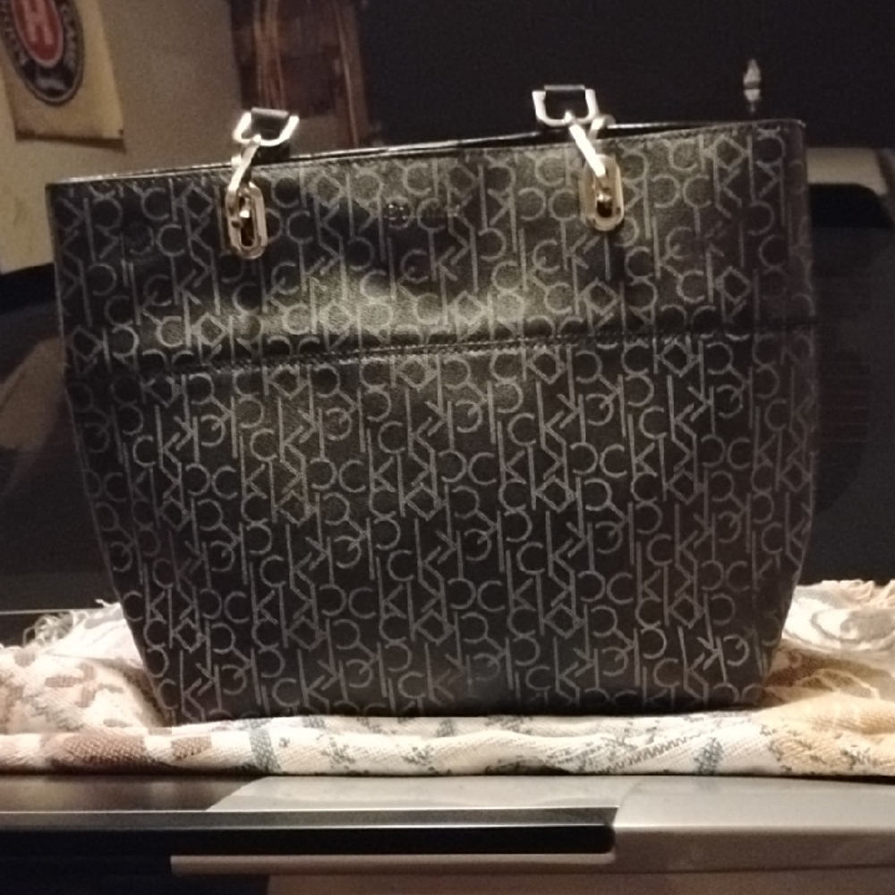 Calvin Klein Black and Gray Tote Bag